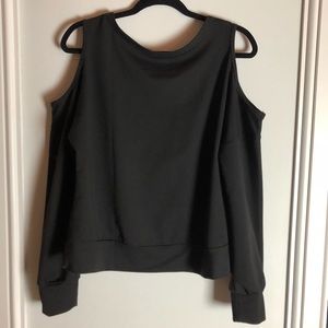 Black shoulder cut out athleisure top
